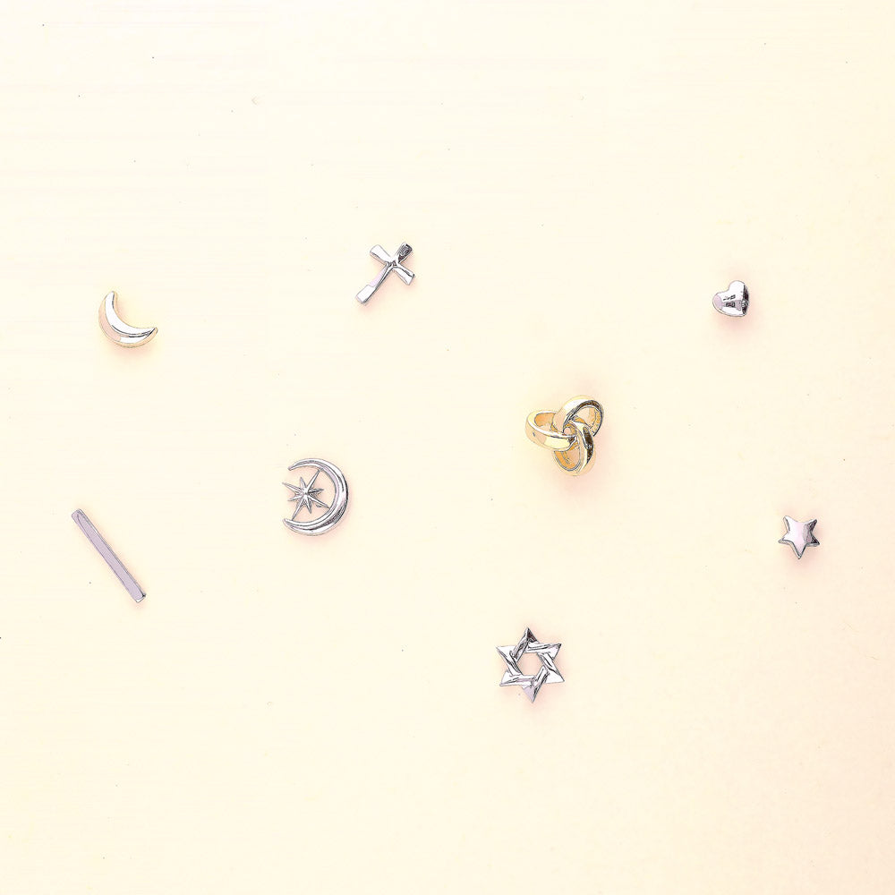 Flatlay view of Bar Stud Earrings in Sterling Silver