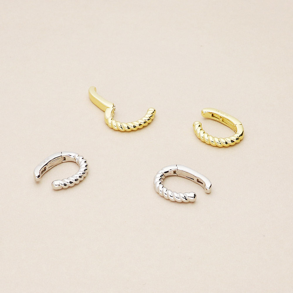 Cable Ear Cuff Cartilage Earrings in Sterling Silver