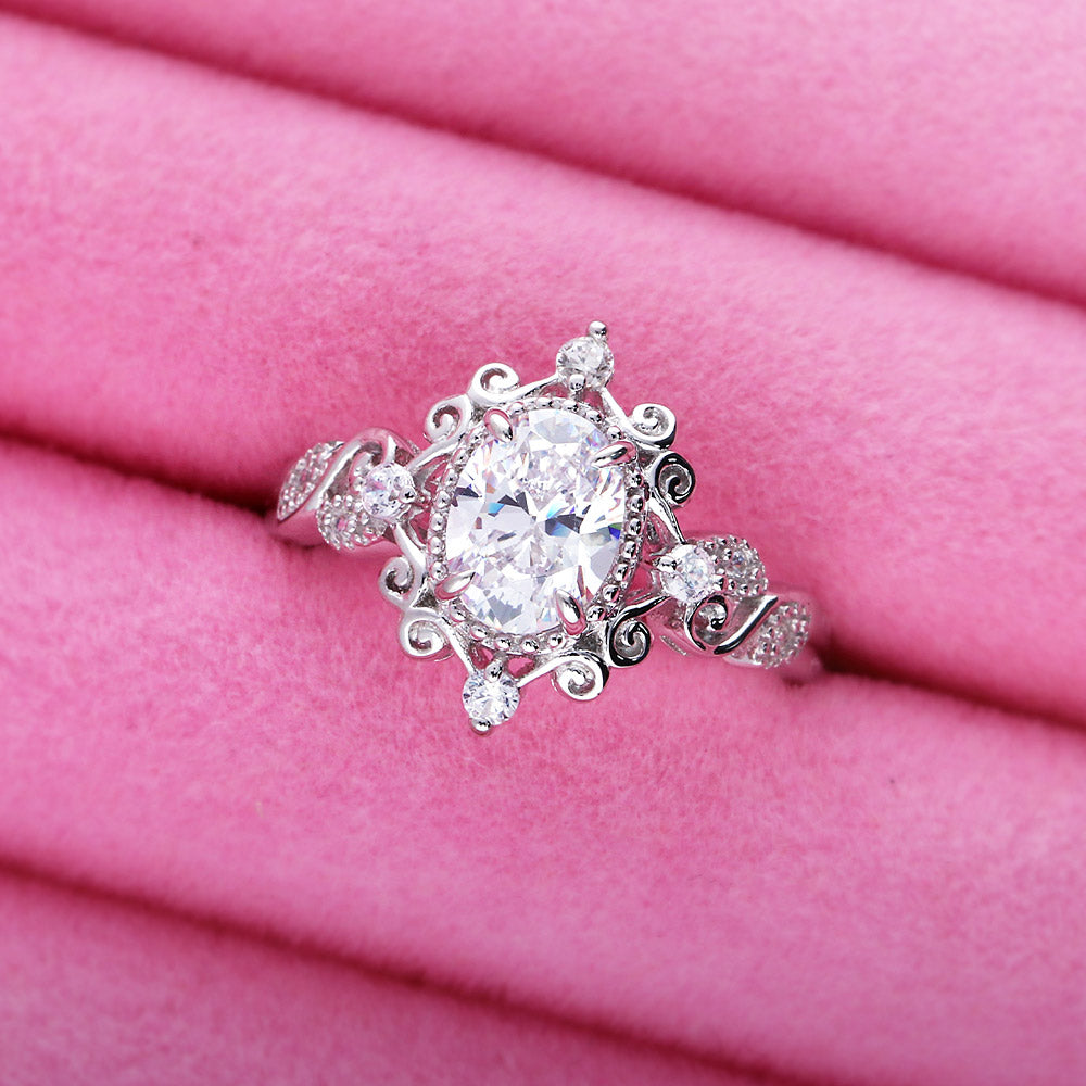 Filigree CZ Ring in Sterling Silver