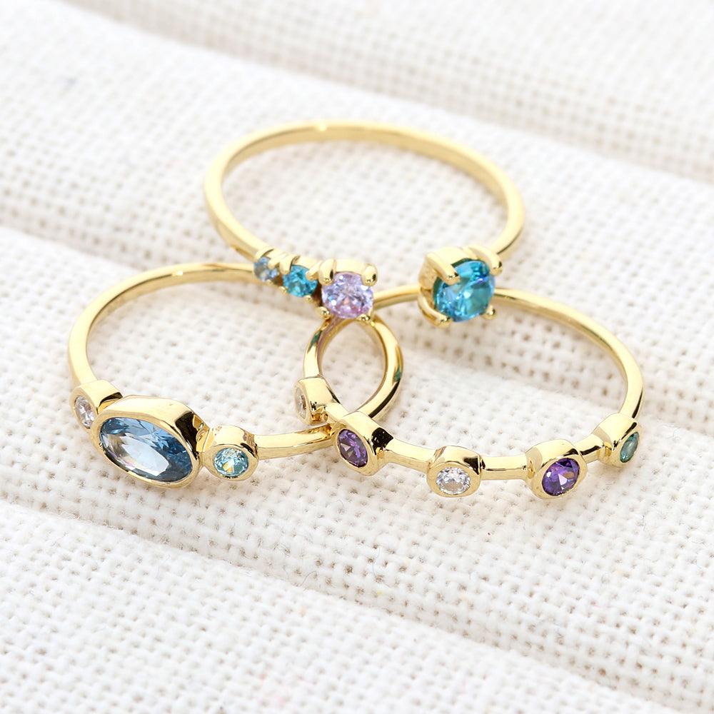 5-Stone CZ Band in Gold Flashed Sterling Silver