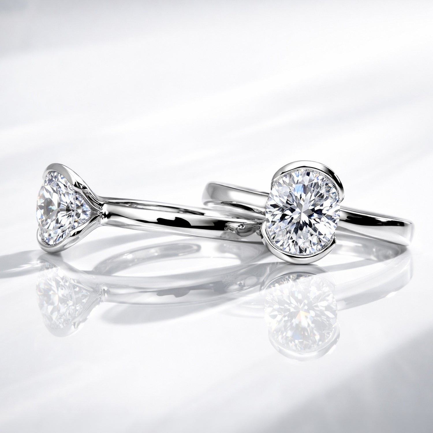 Solitaire 2ct Bezel CZ Ring in Sterling Silver