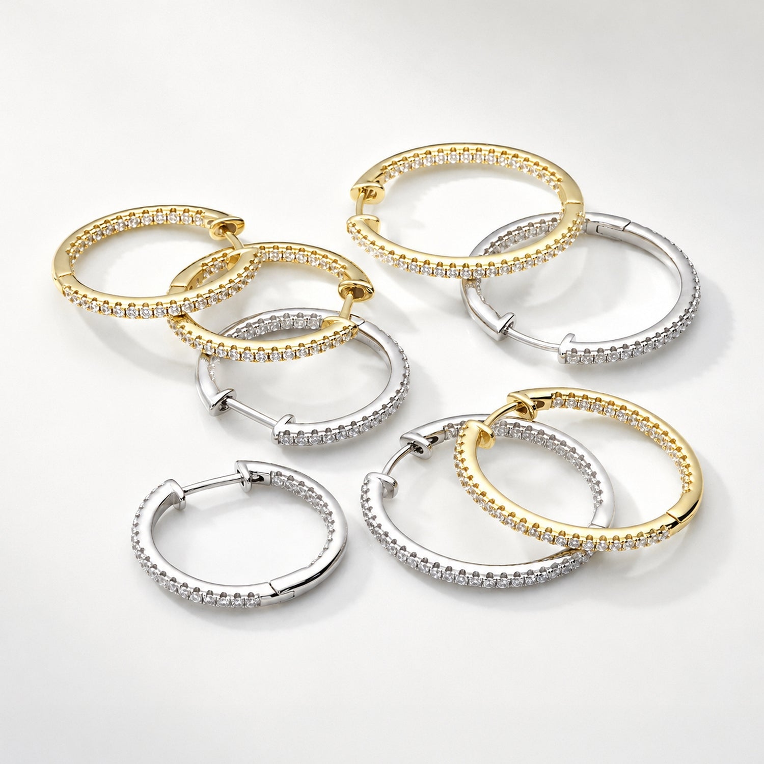 CZ Small Hoop Earrings in Sterling Silver