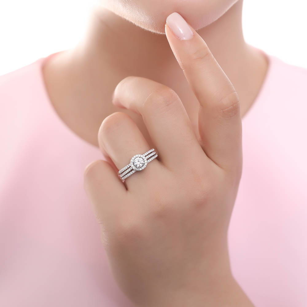 Halo CZ Ring in Sterling Silver