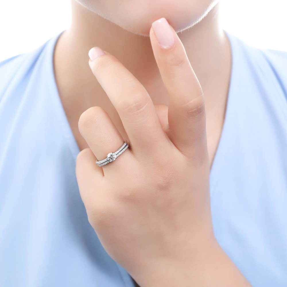 Pave CZ Eternity Ring in Sterling Silver