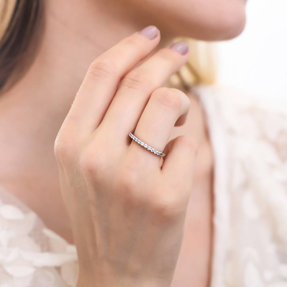 Pave CZ Eternity Ring in Sterling Silver