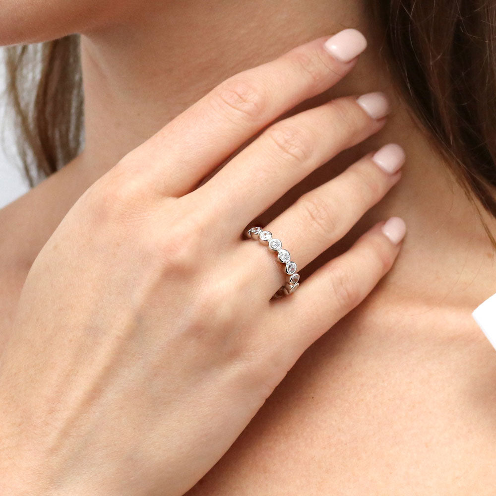 Bubble Bezel CZ Eternity Ring in Sterling Silver
