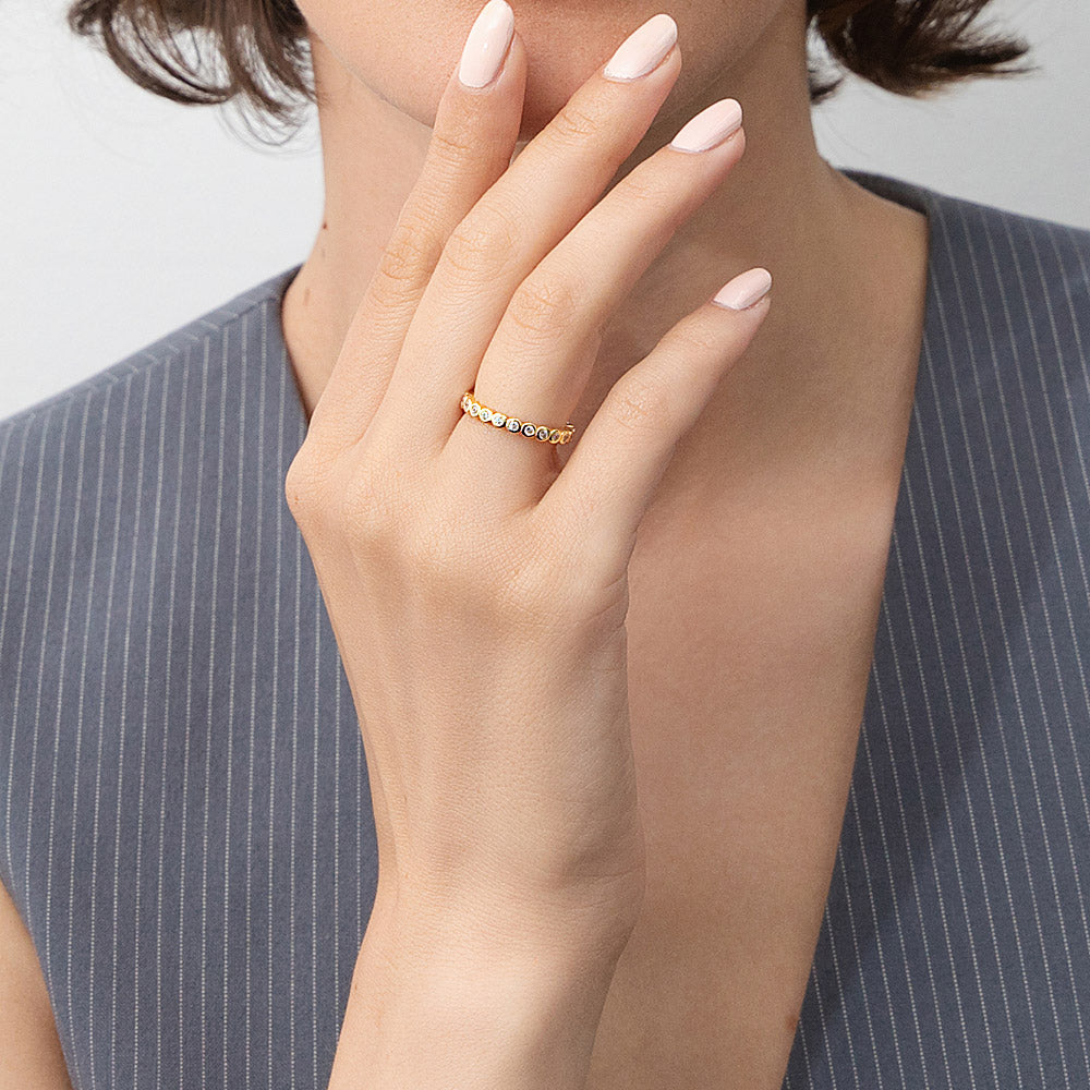 Bubble Bezel CZ Eternity Ring in Gold Flashed Sterling Silver