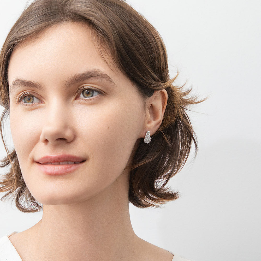 Art Deco CZ Stud Earrings in Sterling Silver