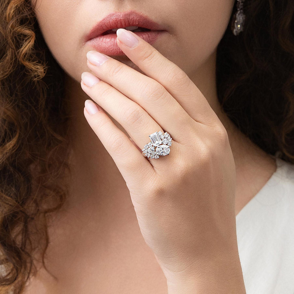 Cluster CZ Ring in Sterling Silver