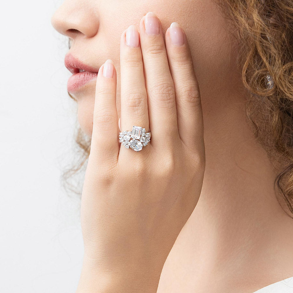 Cluster CZ Ring in Sterling Silver