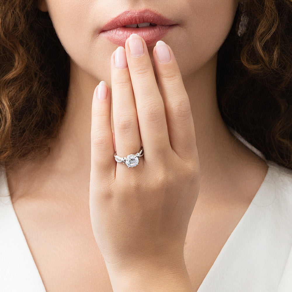 Cable Woven Solitaire 2ct CZ Ring in Sterling Silver
