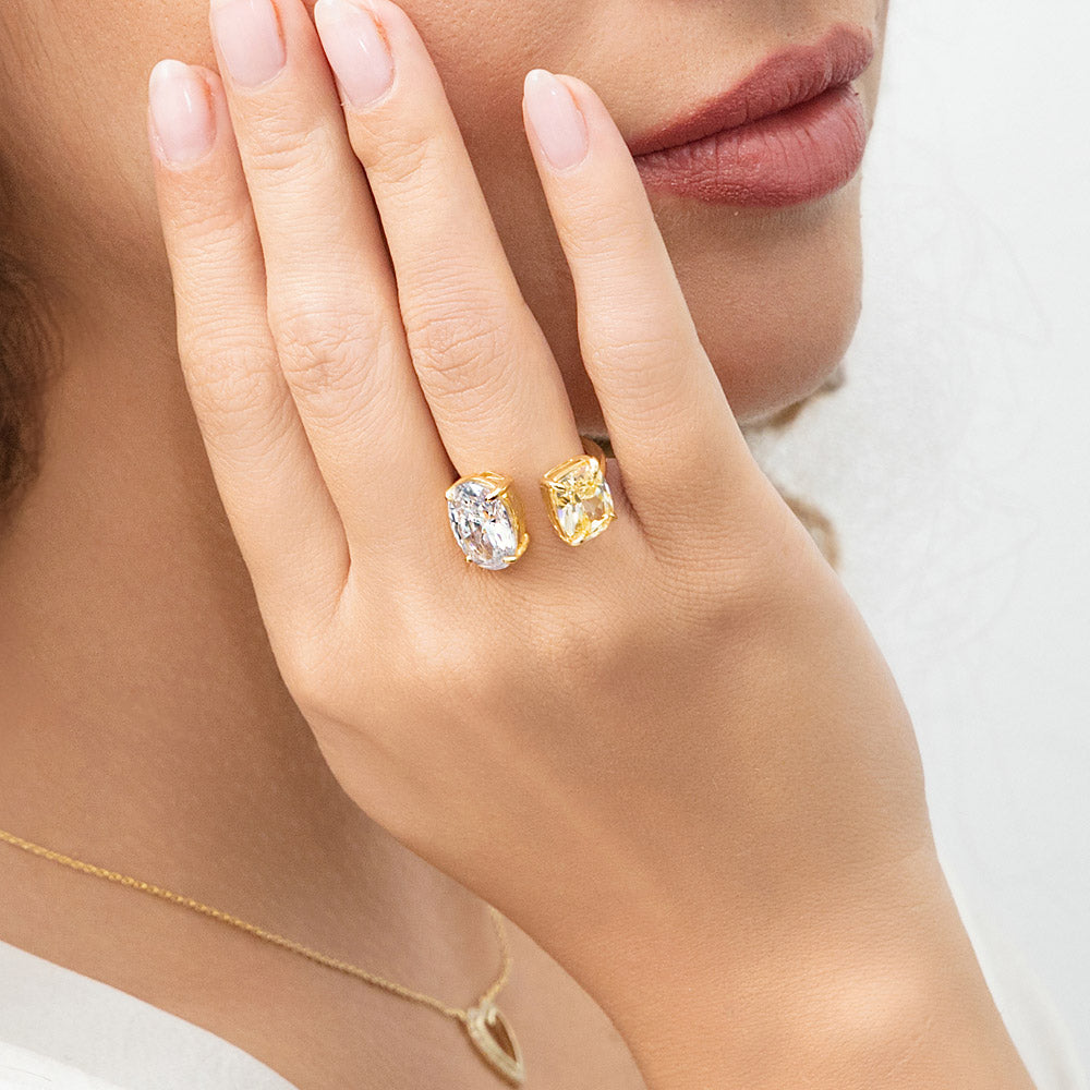 Toi et Moi 2-Stone CZ Ring in Gold Flashed Sterling Silver