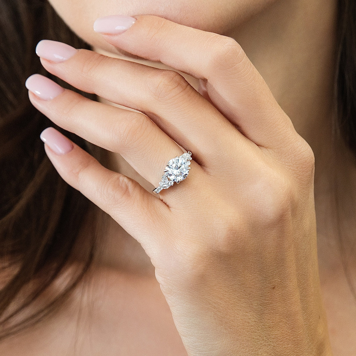 Model Wearing Flower Ring Style R1941-01