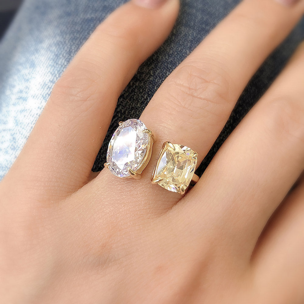 Toi et Moi 2-Stone CZ Ring in Gold Flashed Sterling Silver