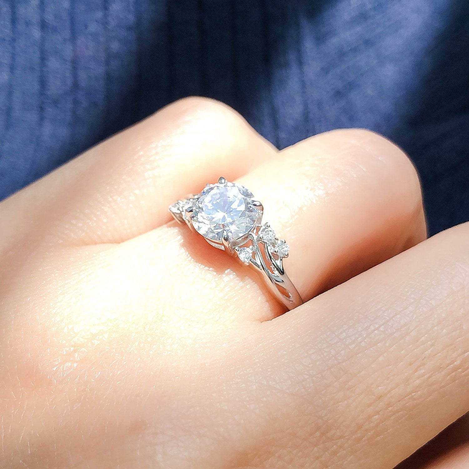 Solitaire Filigree Flower 1.6ct CZ Ring in Sterling Silver