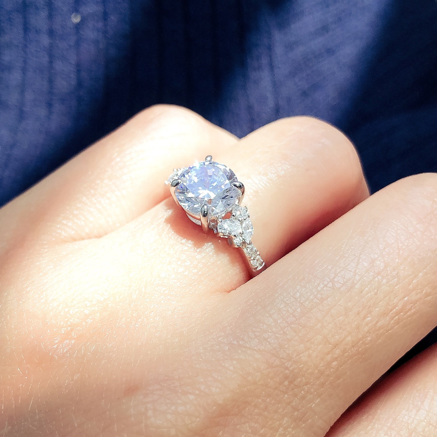 Flower Cluster CZ Ring in Sterling Silver