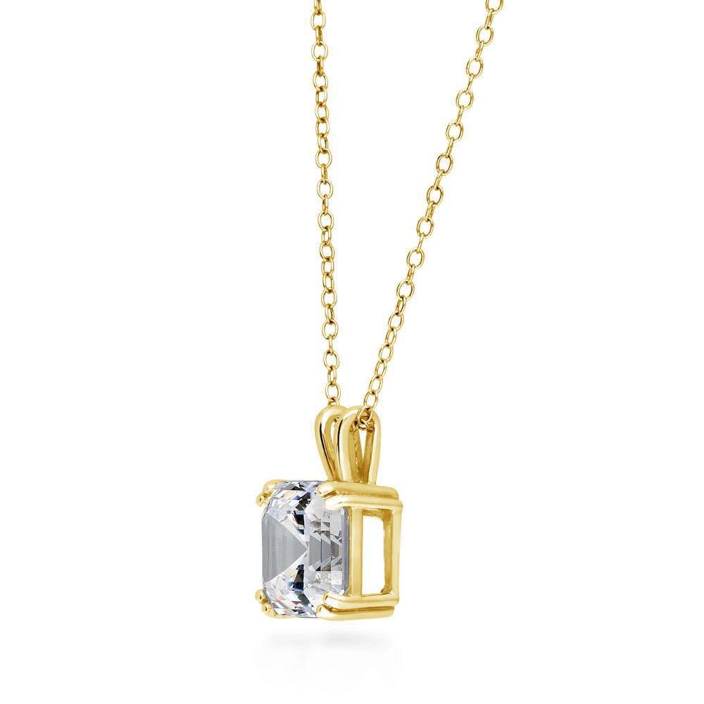 Solitaire CZ Layered Necklace Set in Gold Flashed Sterling Silver