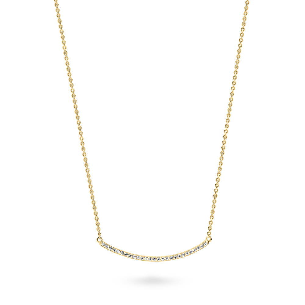 Sterling Silver Bar Cubic Zirconia Chunky Pendant Necklace #N1577 Sterling Silver Bar Cubic Zirconia Chunky Pendant Necklace #N1577