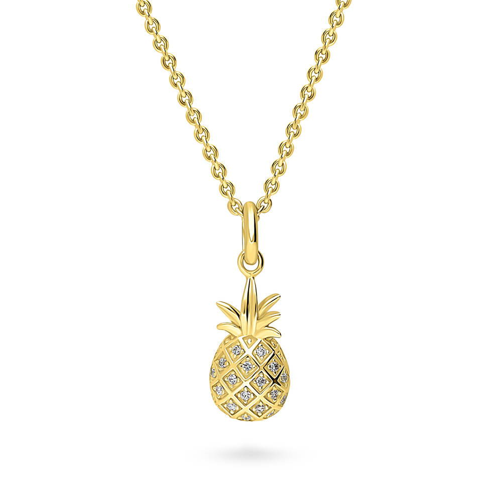 Pineapple Earrings with Cubic Zirconia 14k Gold-plated Sterling Silver Pineapple Earrings with Cubic Zirconia 14k Gold-plated Sterling Silver