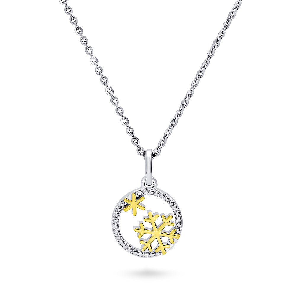 Snowflake Necklace in Gold Flashed Sterling Silver