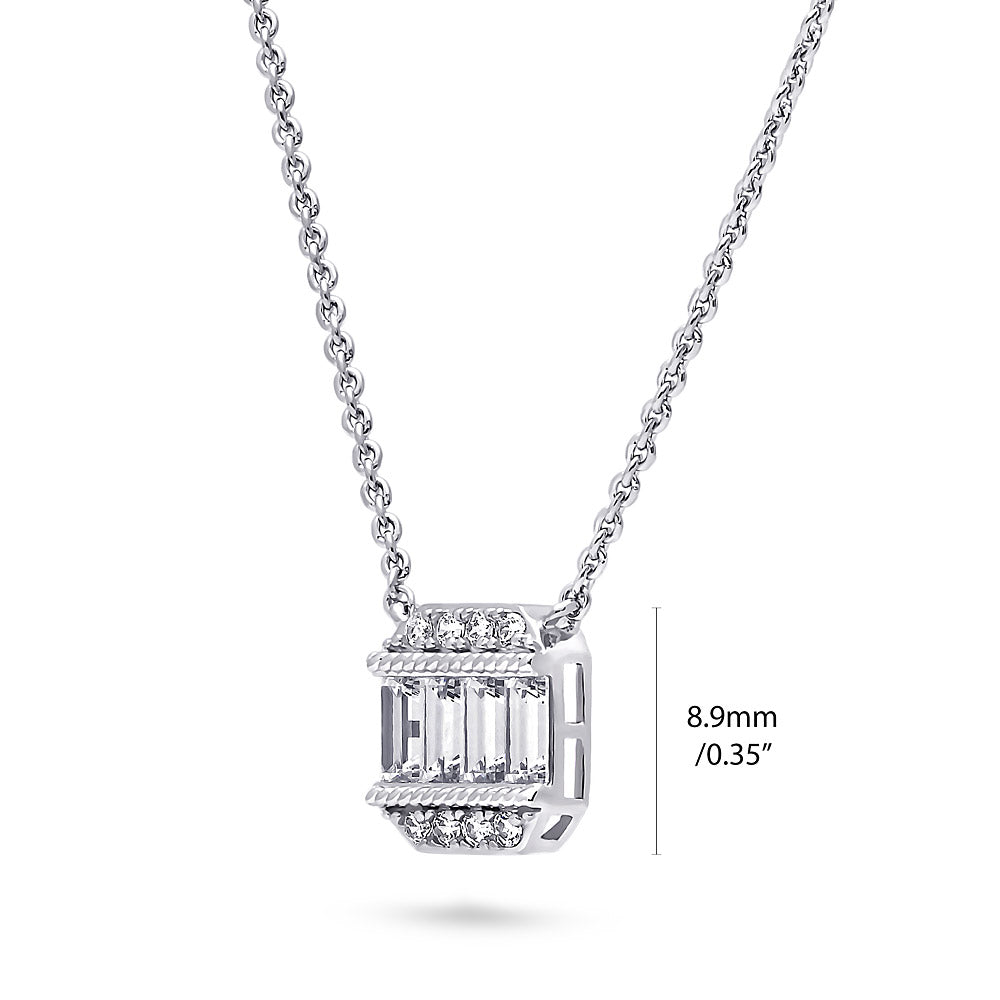 Art Deco CZ Pendant Necklace in Sterling Silver