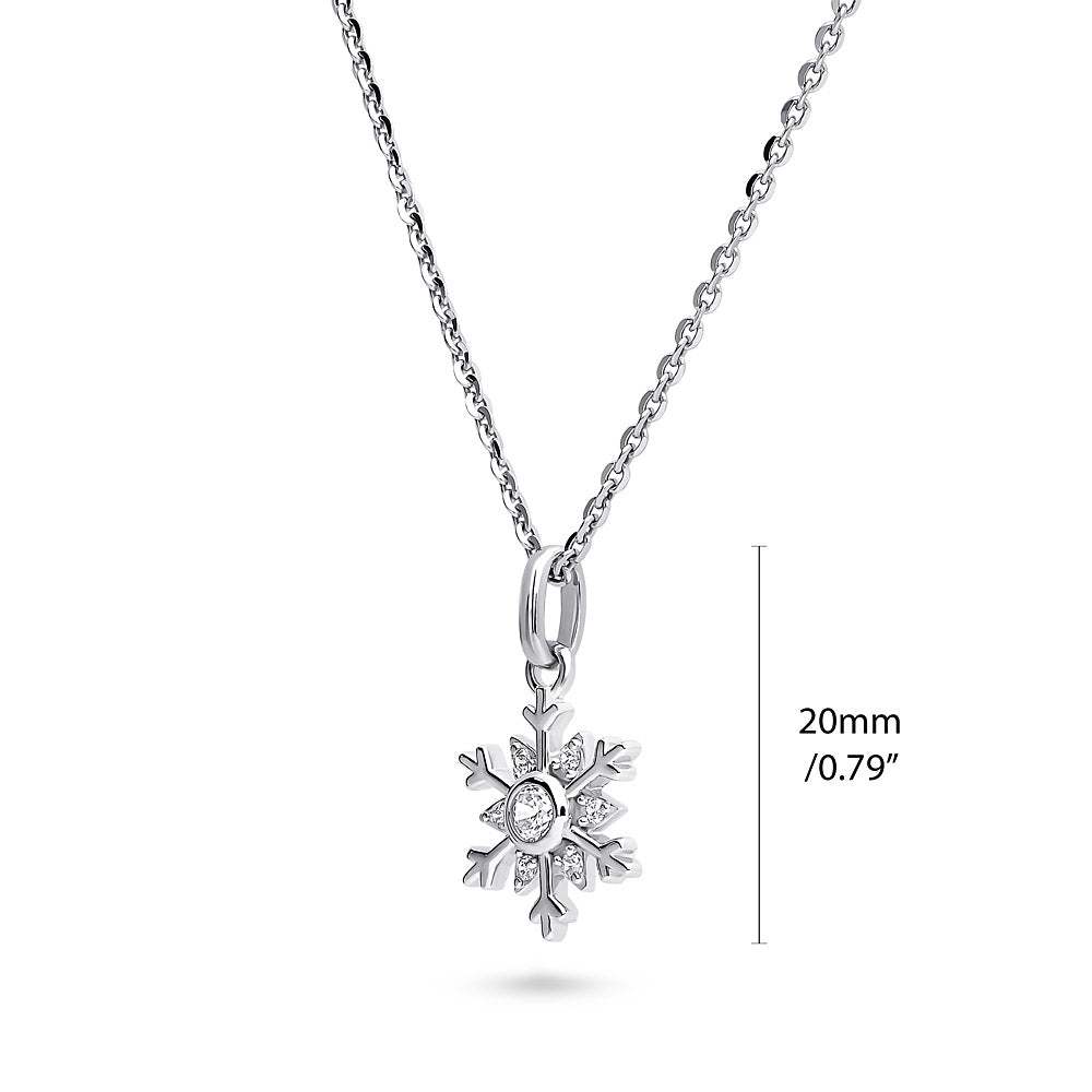 Snowflake CZ Necklace in Sterling Silver
