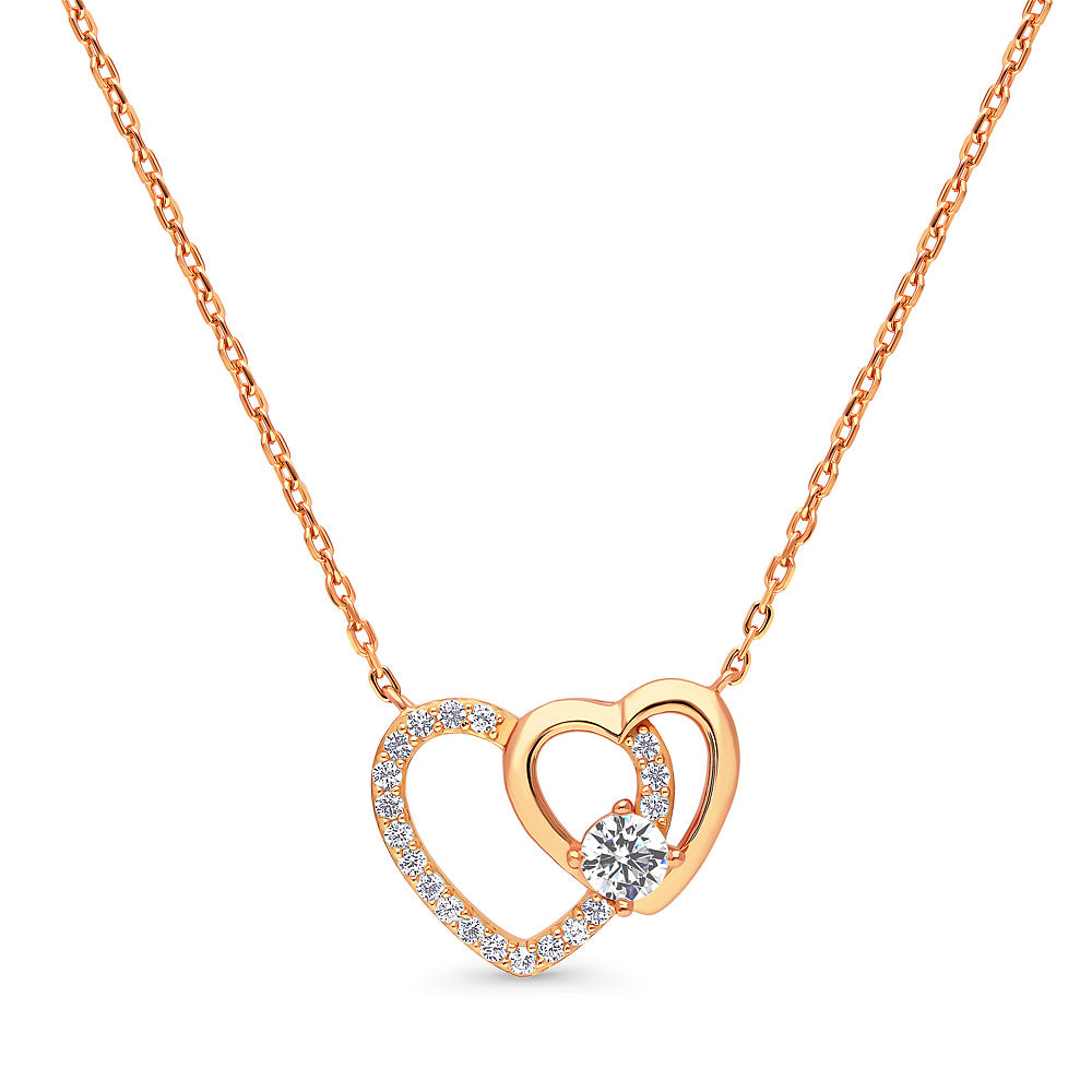 Sterling Silver Open Heart Cubic Zirconia Pendant Necklace #N1739