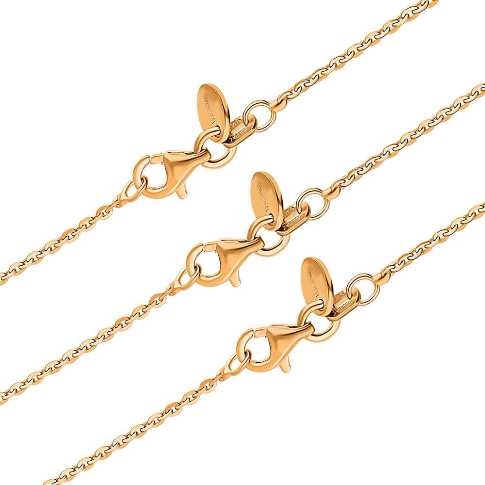Front view of Italian Layered Rolo Chain Necklace in Sterling Silver, 3-Piece, Rose Gold Flashed / 16-20 inch
