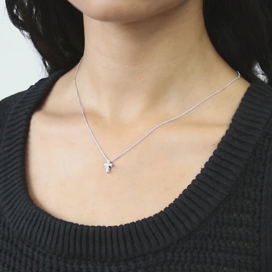 Video Contains Cross CZ Pendant Necklace in Sterling Silver, 2 Piece. Style Number VS594-01