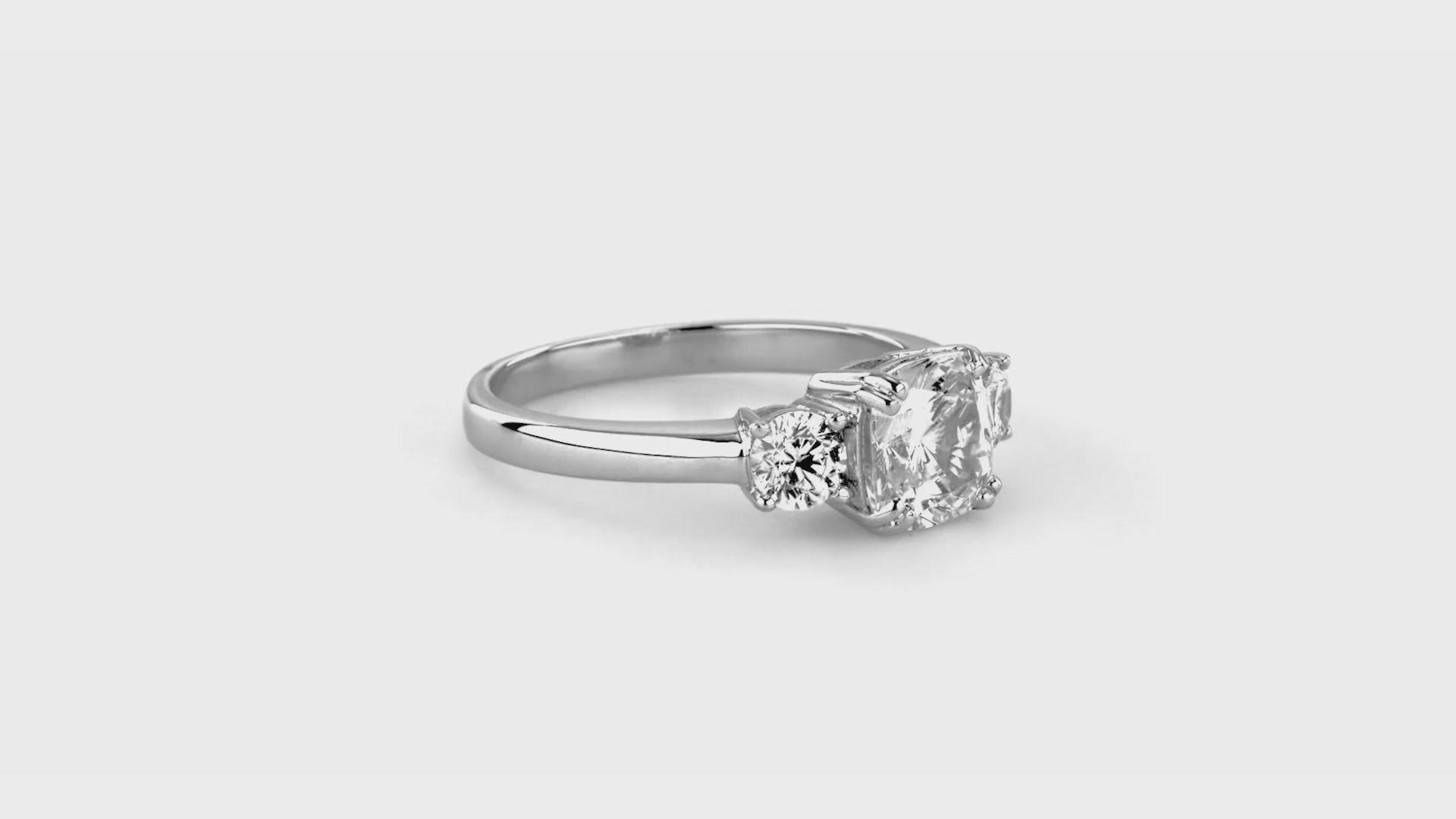 Video Contains 3-Stone Cushion CZ Ring in Sterling Silver. Style Number R1197-01