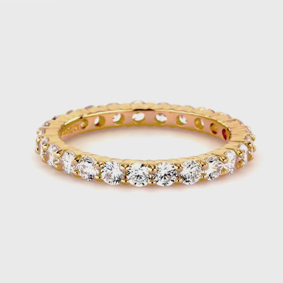 Video Contains Pave Set CZ Eternity Ring in Gold Flashed Sterling Silver. Style Number R448-25-G