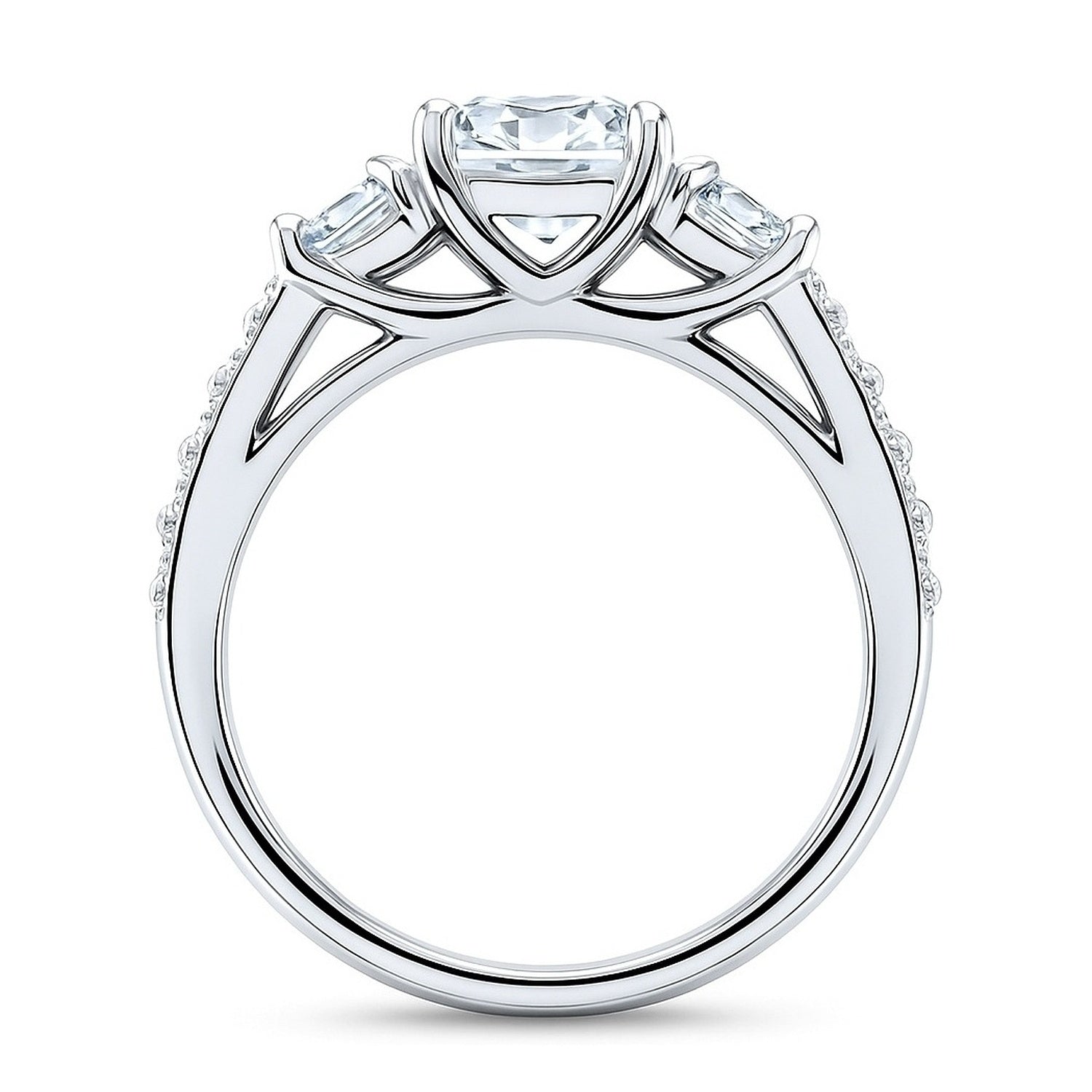 3-Stone 1.5ct Cushion CZ Ring in Sterling Silver