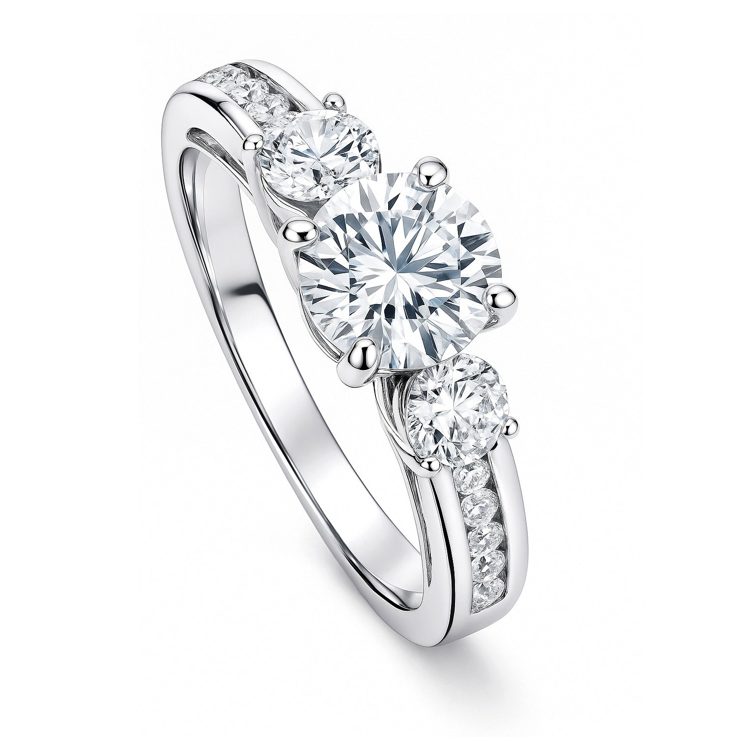 3-Stone 1ct CZ Ring in Sterling Silver