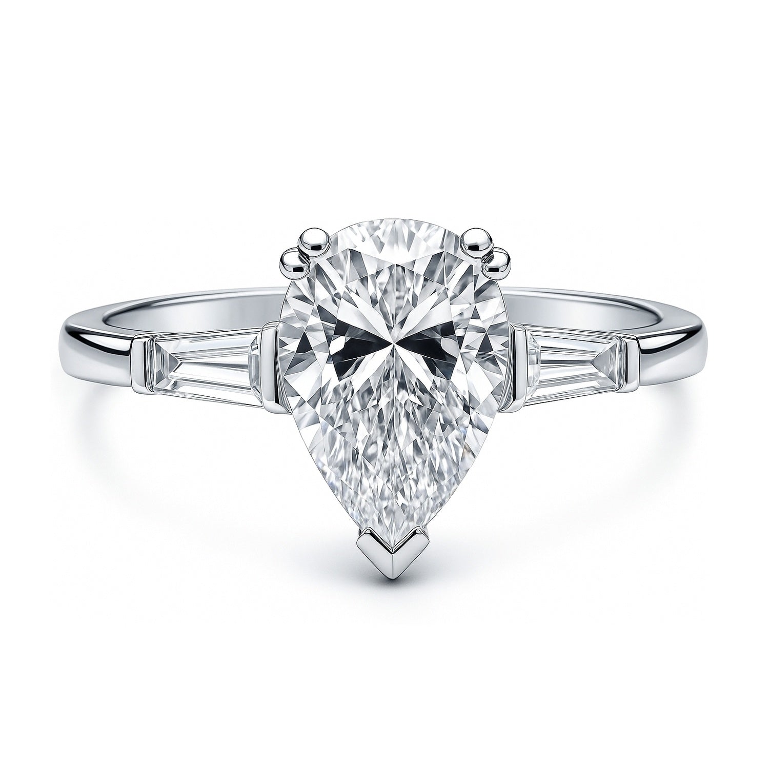 Solitaire 1.8ct Pear CZ Ring in Sterling Silver