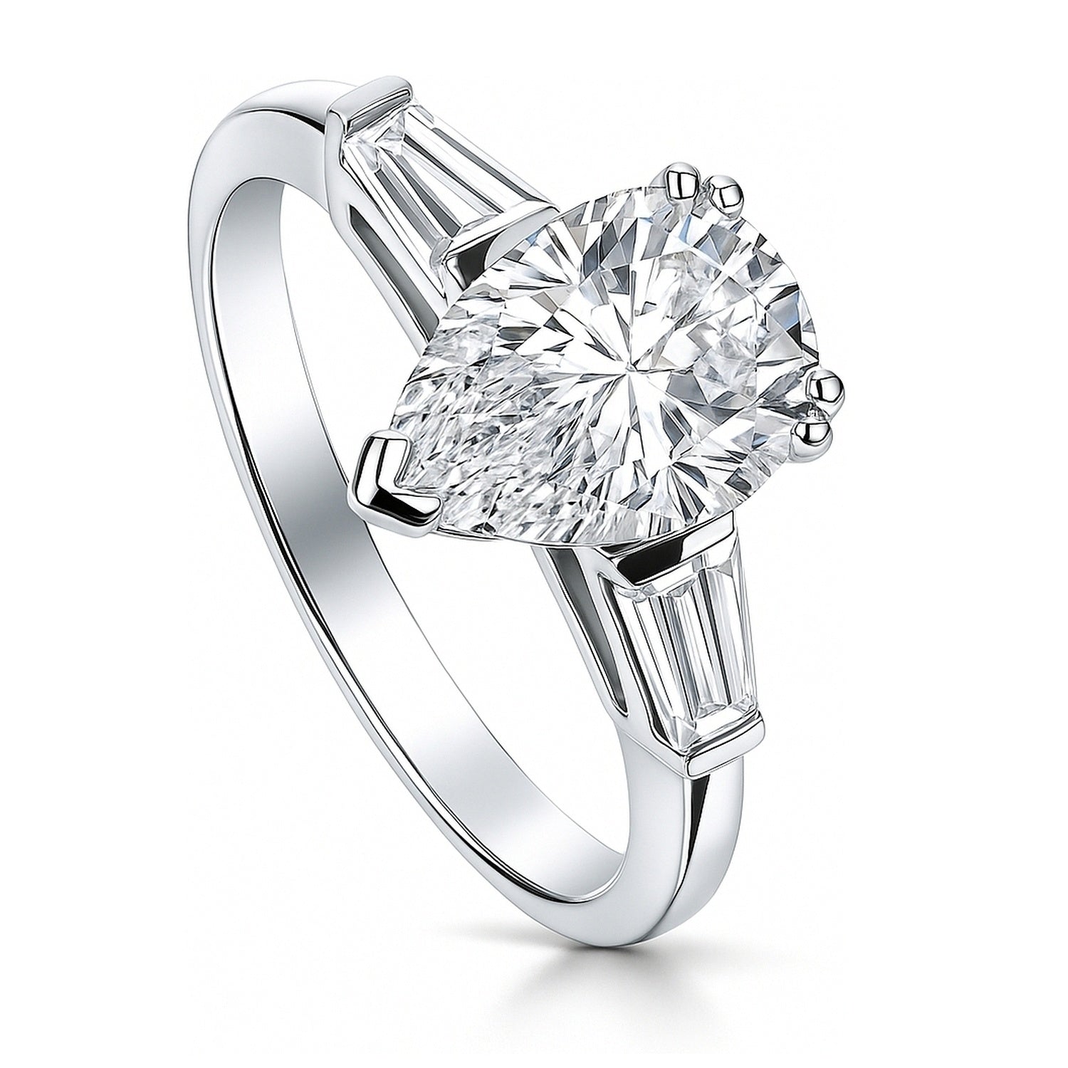 Solitaire 1.8ct Pear CZ Ring in Sterling Silver