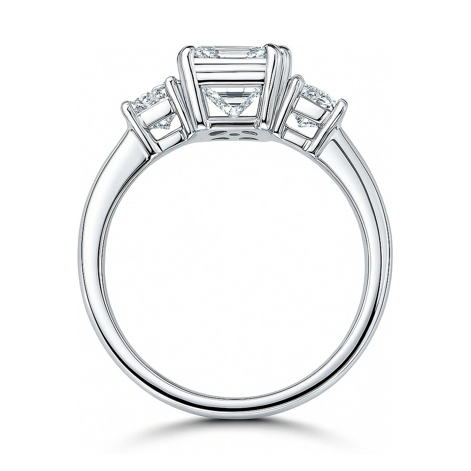 3-Stone 2.6ct Emerald Cut CZ Ring in Sterling Silver