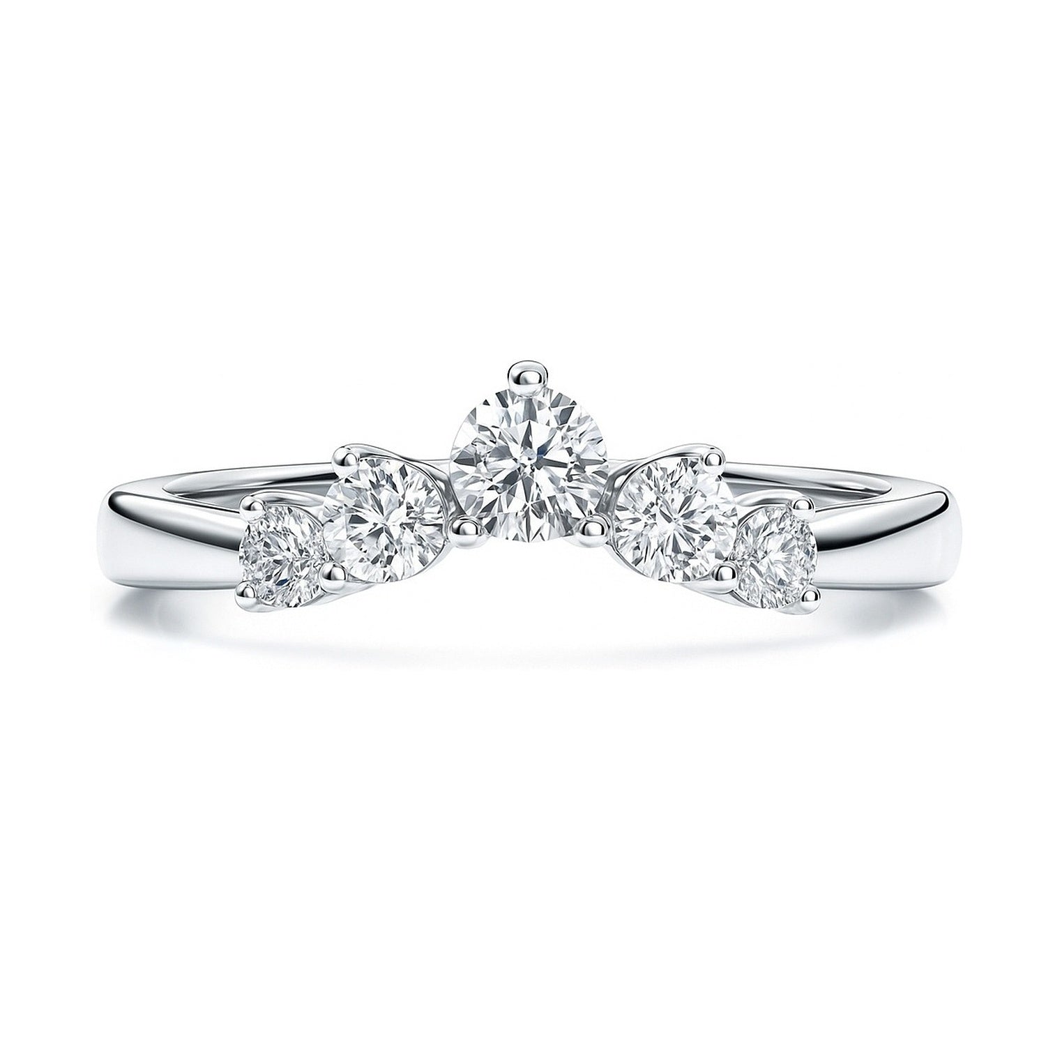 Sterling Silver 5-Stone Wishbone Cubic Zirconia Curved Band – BERRICLE
