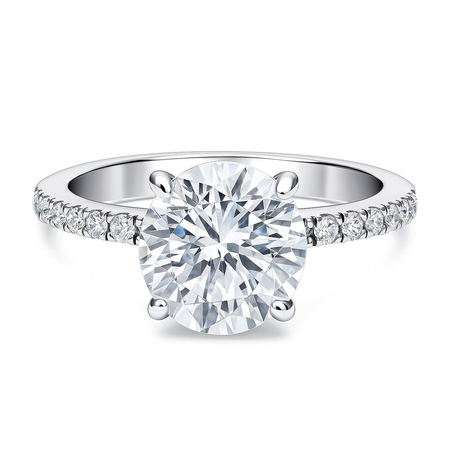 Solitaire Hidden Halo 2.7ct CZ Ring in Sterling Silver