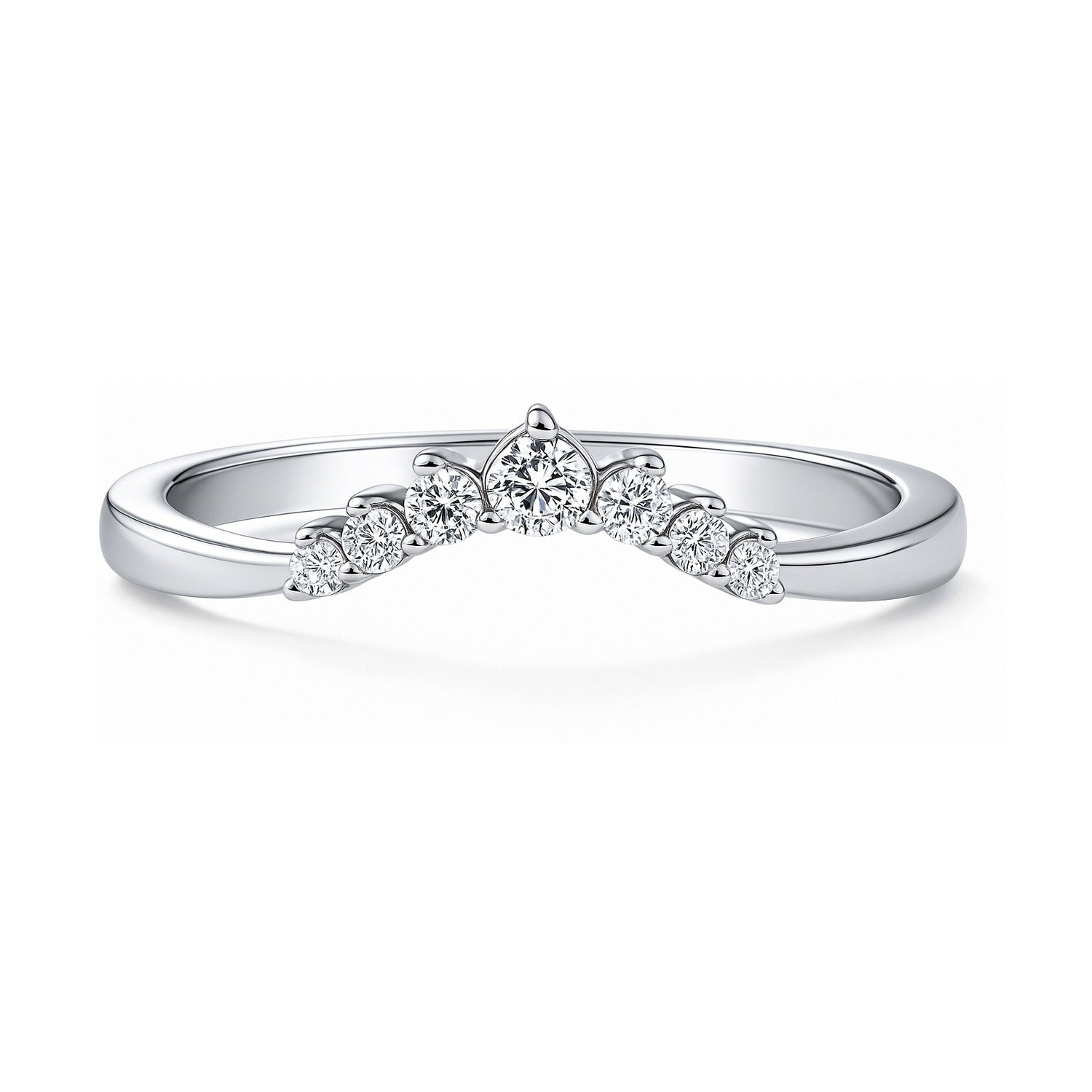 Wishbone 7-Stone CZ Band in Sterling Silver