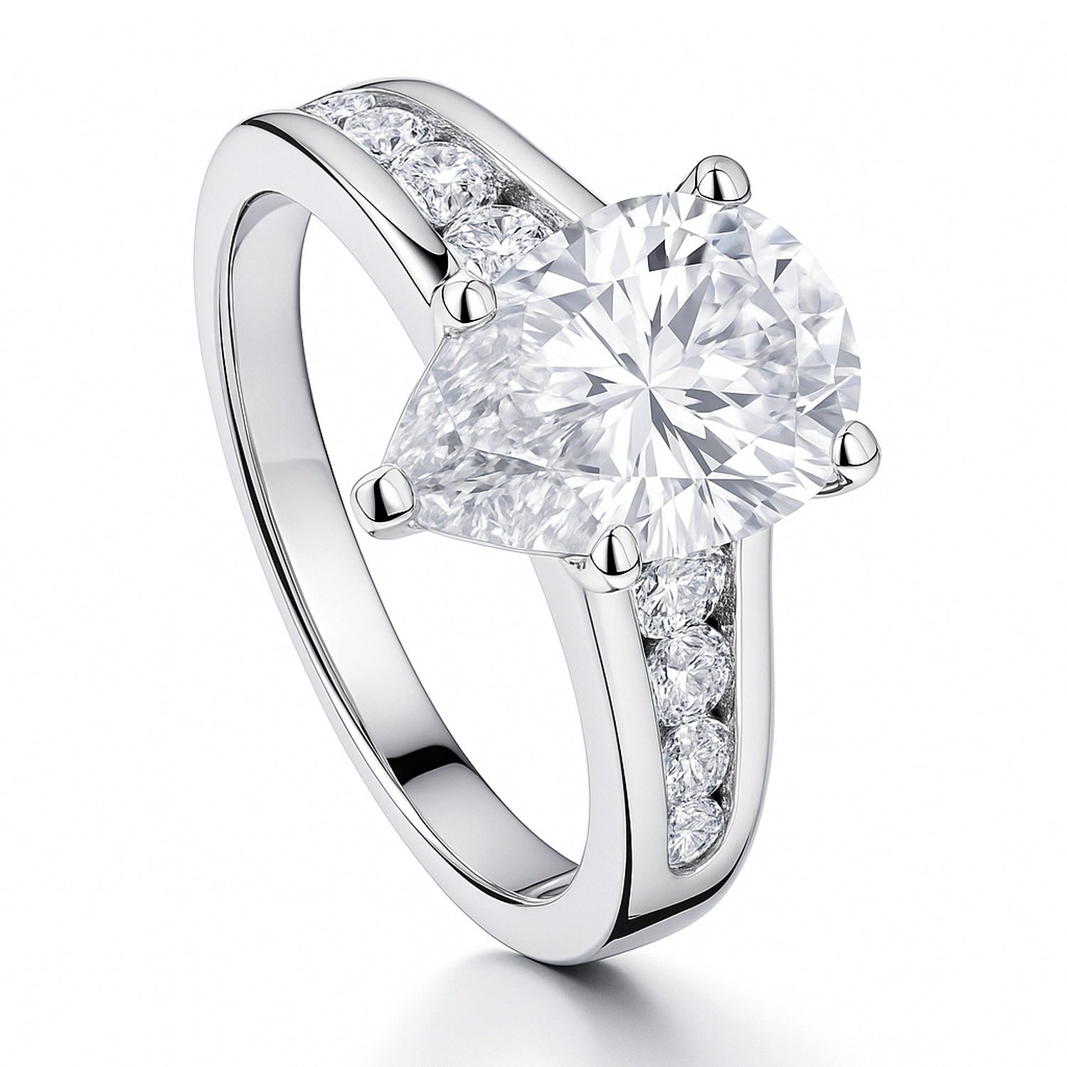 Solitaire 3ct Pear CZ Ring in Sterling Silver