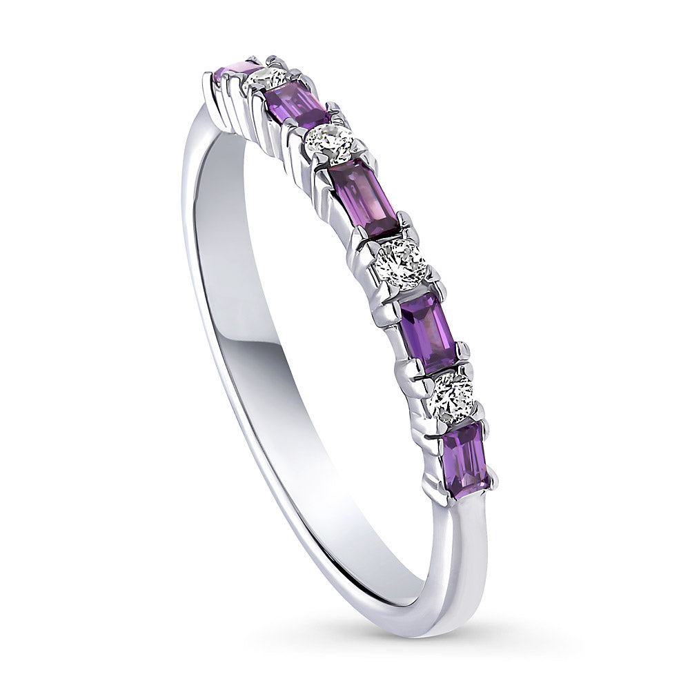 Art Deco CZ Half Eternity Ring in Sterling Silver, front view