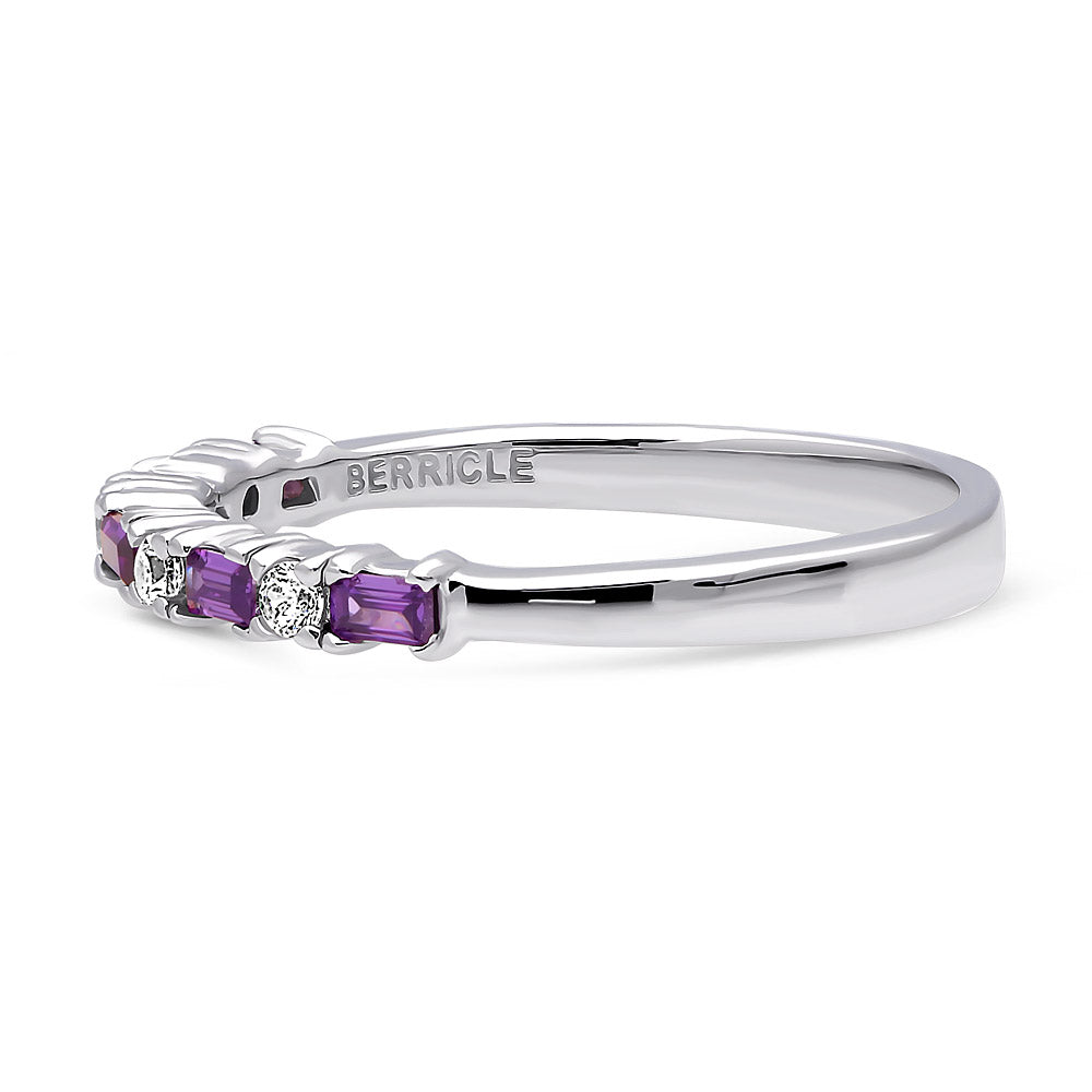 Art Deco CZ Half Eternity Ring in Sterling Silver, side view