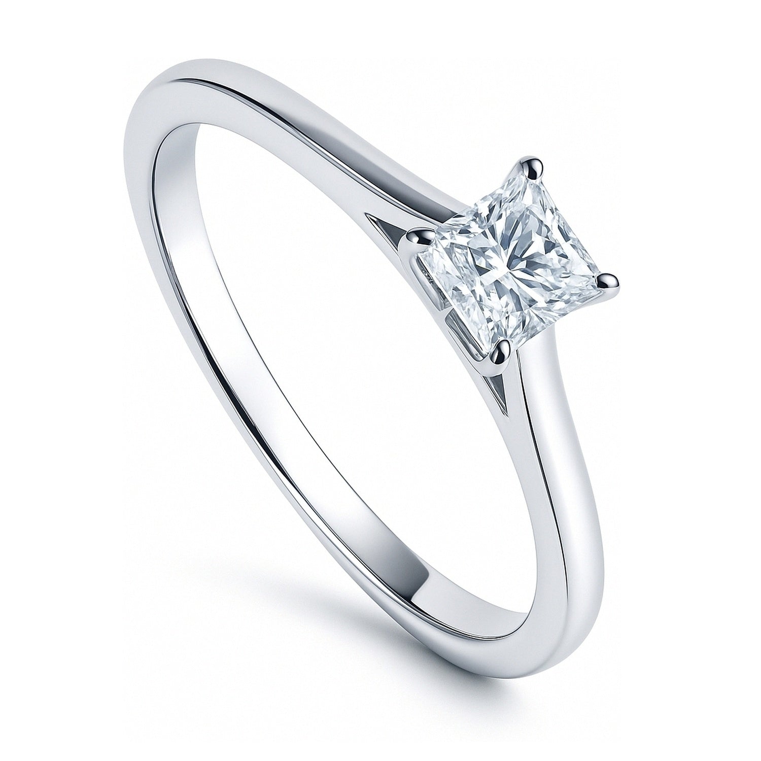 Solitaire 0.4ct Princess CZ Ring in Sterling Silver