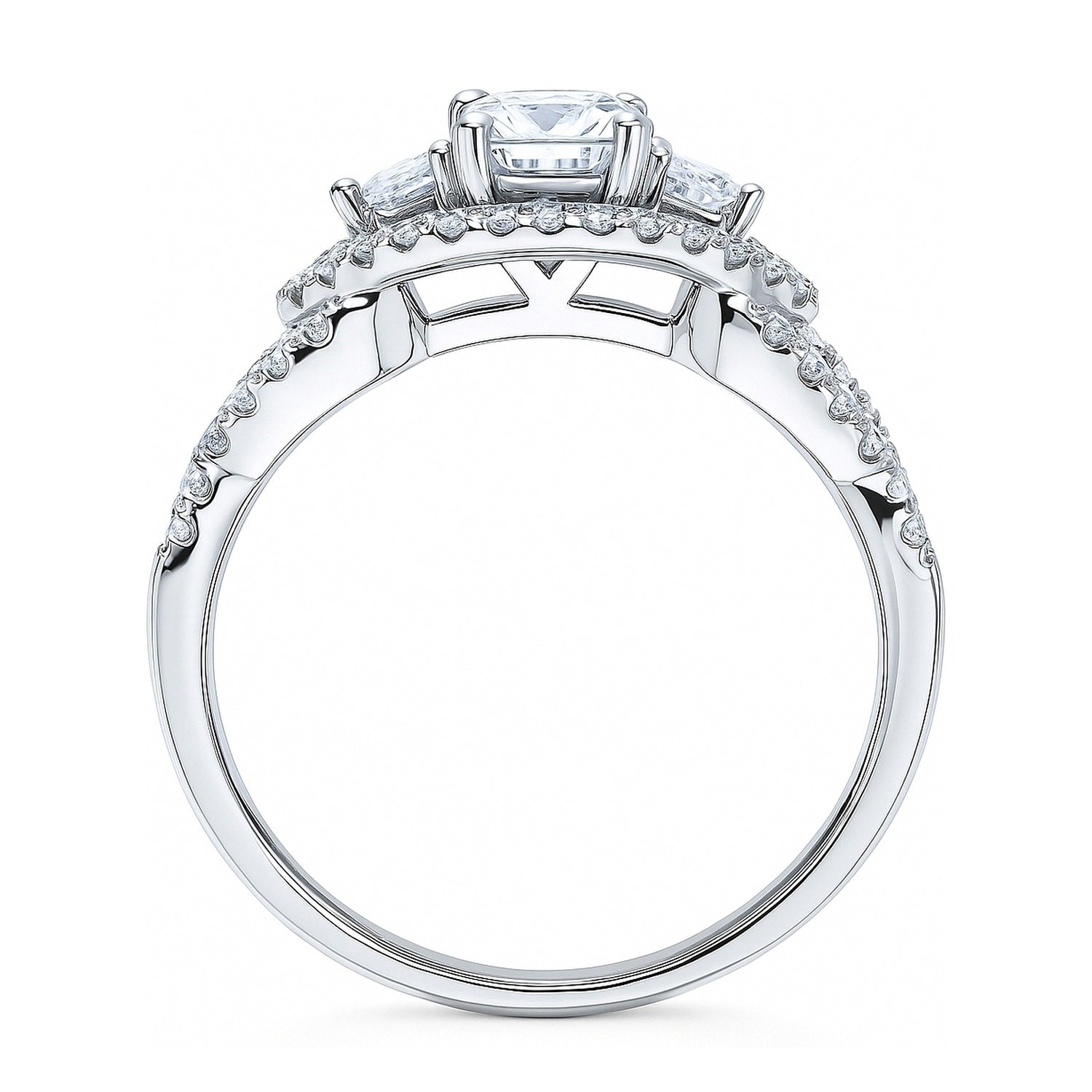 3-Stone Woven 0.45ct CZ Ring in Sterling Silver