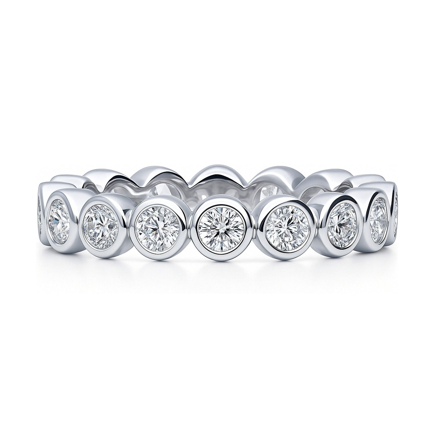 bezel set white gold cz eternity band