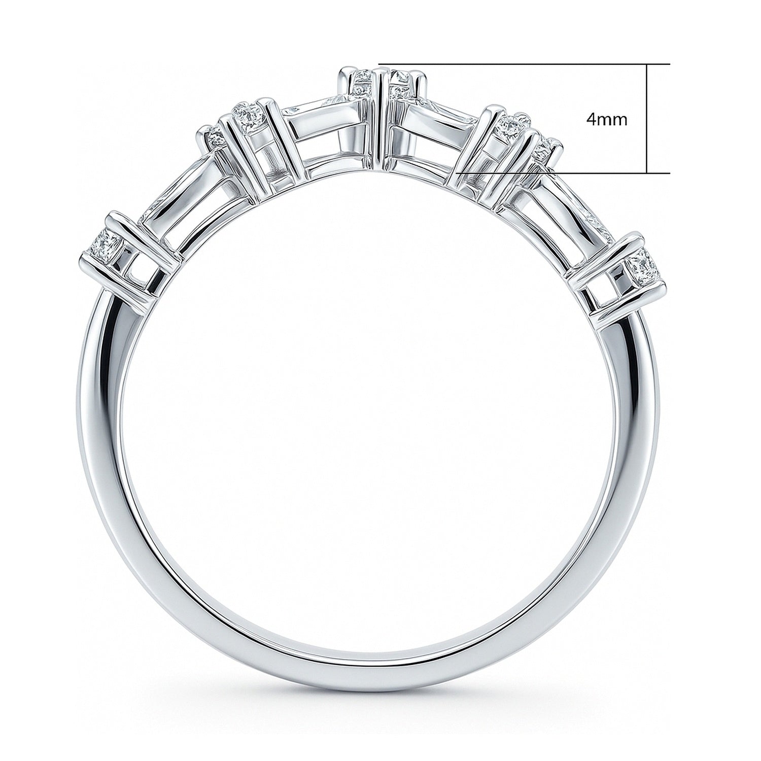 Wishbone Chevron Art Deco V Shaped CZ Band in Sterling Silver