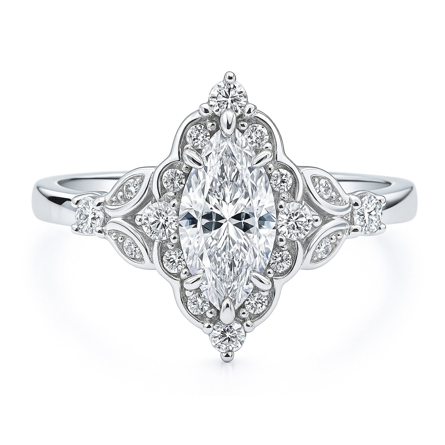 Halo Art Deco Promise Marquise CZ Wedding Engagement Ring – BERRICLE