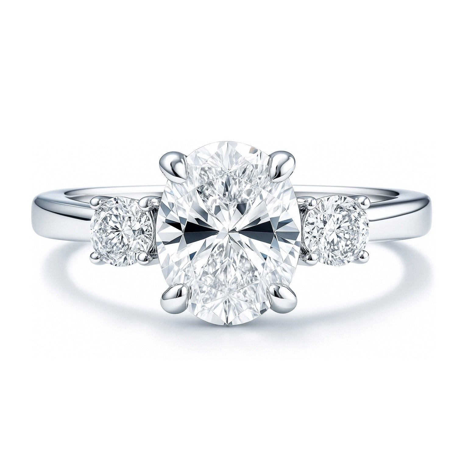3-Stone 1.8ct Oval CZ Ring in Sterling Silver