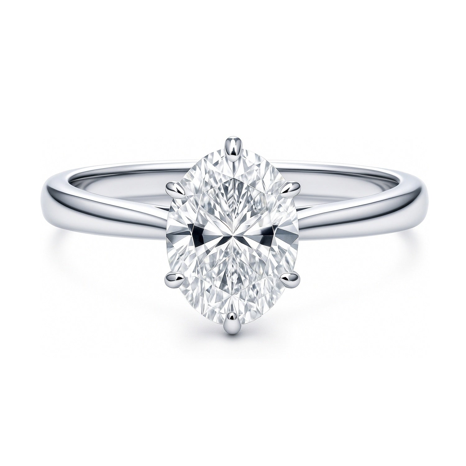 Solitaire 1.8ct Oval CZ Ring in Sterling Silver