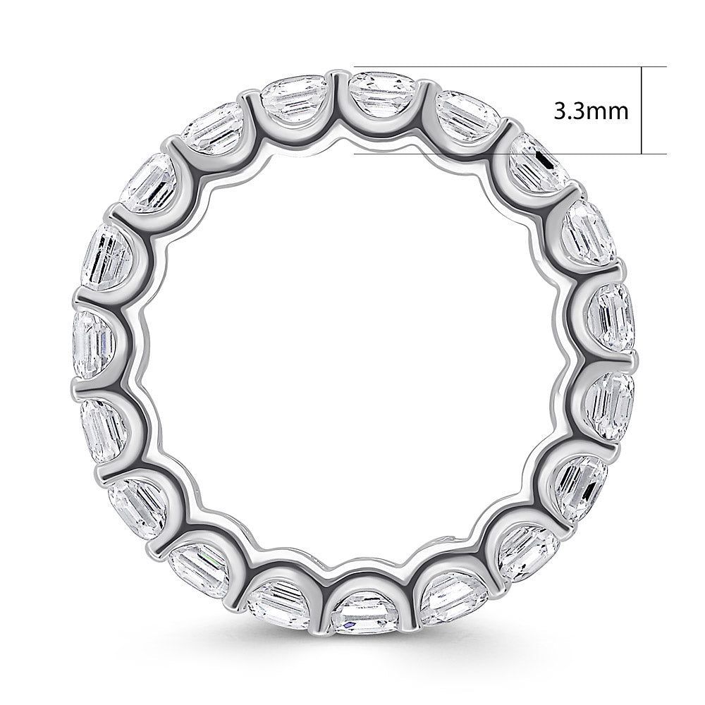 Asscher CZ Eternity Ring in Sterling Silver, side view